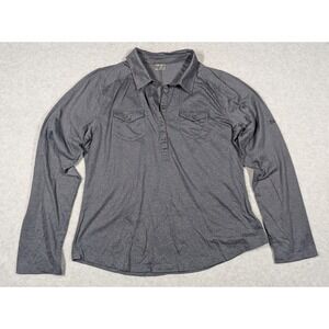MARMOT Top Women XL Polo Long Sleeve Knit Tab Sleeve Popover‎ Gray